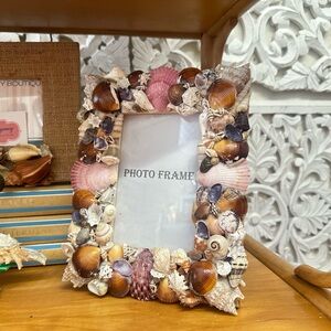 Seashell Decorative Photo Frame - Pink & Brown